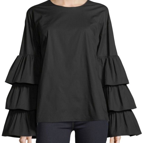 MICHAEL Michael Kors Tops - NWT! Michael Kors Tiered Ruffle-Sleeve Top Black